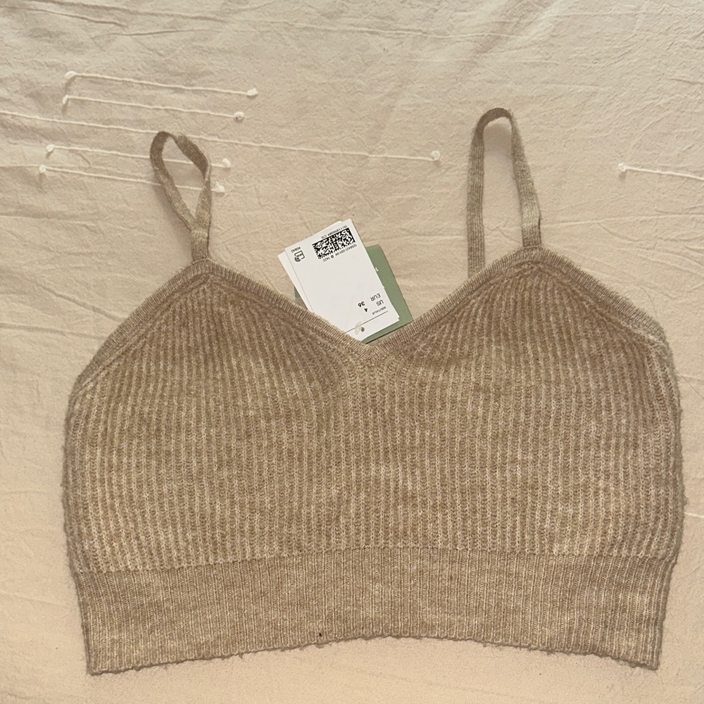 H&M Beige Ribbed Knit Bralette